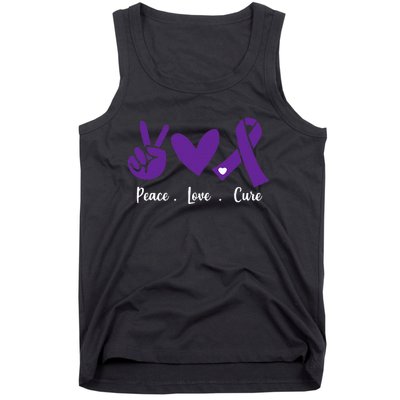 Peace Love Cure Pancreatic Cancer Awareness Purple Ribbon  Tank Top