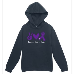 Peace Love Cure Pancreatic Cancer Awareness Purple Ribbon  Urban Pullover Hoodie