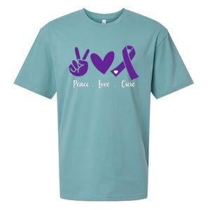 Peace Love Cure Pancreatic Cancer Awareness Purple Ribbon  Sueded Cloud Jersey T-Shirt