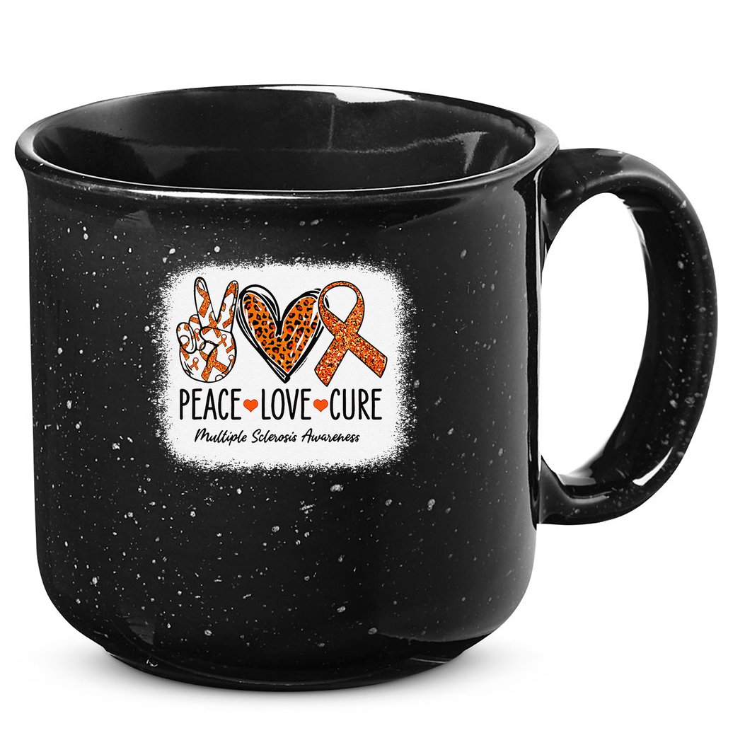Peace Love Cure Multiple Sclerosis Awareness MS Warrior Gift 15oz Campfire Ceramic Mug