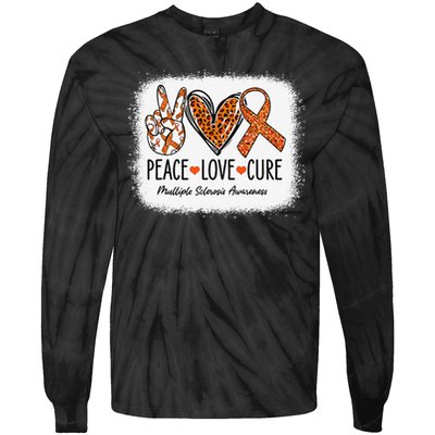 Peace Love Cure Multiple Sclerosis Awareness MS Warrior Gift Tie-Dye Long Sleeve Shirt