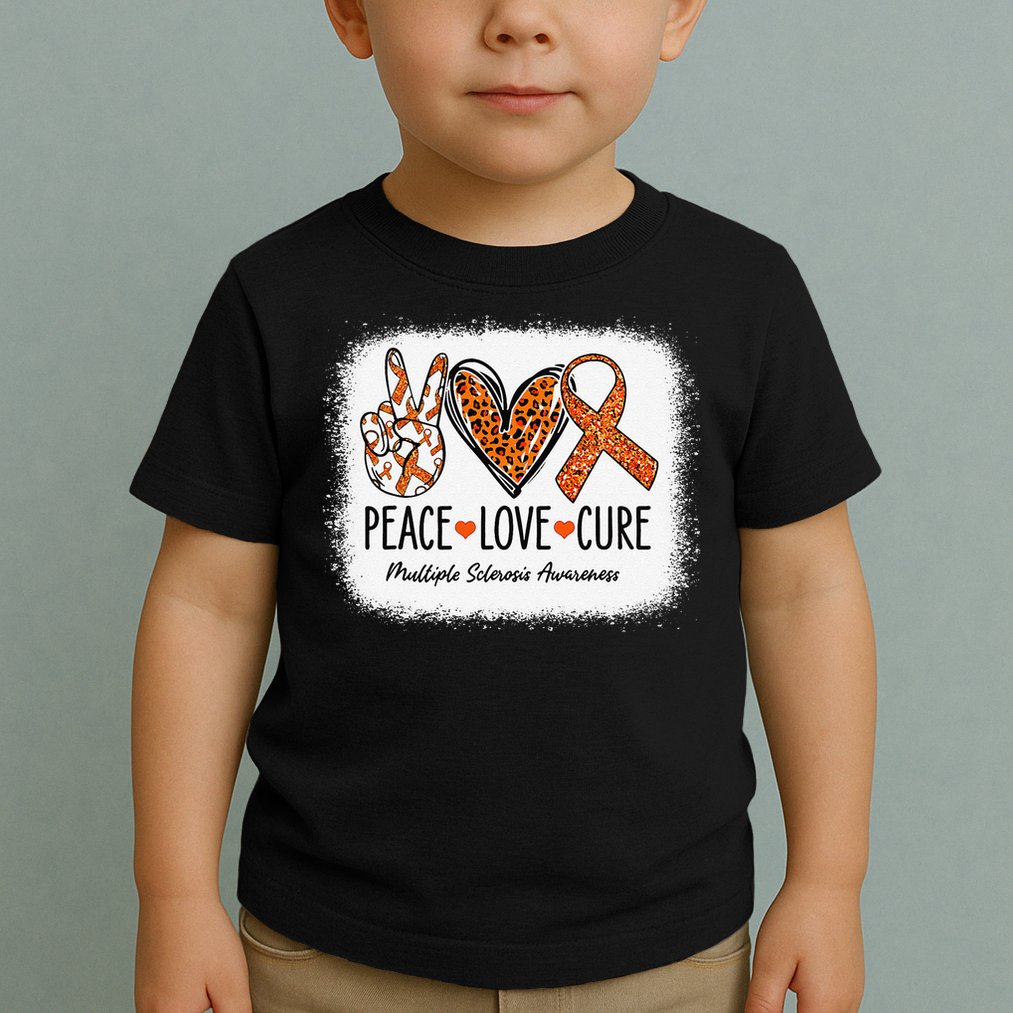Peace Love Cure Multiple Sclerosis Awareness MS Warrior Gift Toddler T-Shirt