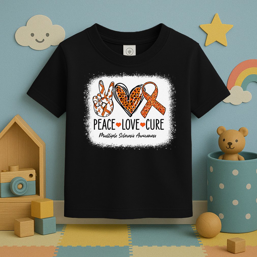 Peace Love Cure Multiple Sclerosis Awareness MS Warrior Gift Toddler T-Shirt