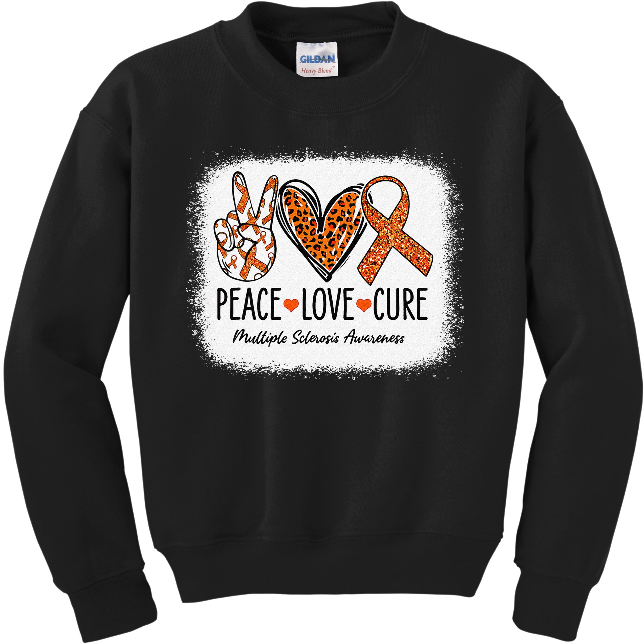 Peace Love Cure Multiple Sclerosis Awareness MS Warrior Gift Kids Sweatshirt