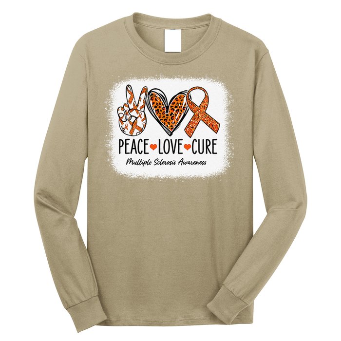 Peace Love Cure Multiple Sclerosis Awareness MS Warrior Gift Long Sleeve Shirt