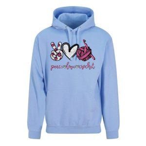 Peace Love Crochet Funny Crocheting Lover Present Unisex Surf Hoodie