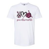 Peace Love Crochet Funny Crocheting Lover Present Softstyle CVC T-Shirt