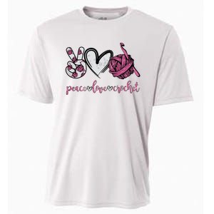 Peace Love Crochet Funny Crocheting Lover Present Cooling Performance Crew T-Shirt