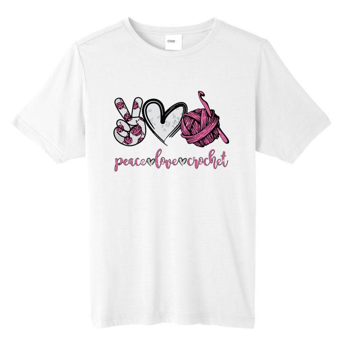 Peace Love Crochet Funny Crocheting Lover Present Tall Fusion ChromaSoft Performance T-Shirt