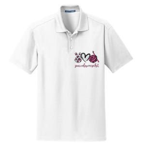 Peace Love Crochet Funny Crocheting Lover Present Dry Zone Grid Polo