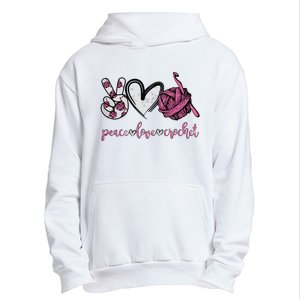 Peace Love Crochet Funny Crocheting Lover Present Urban Pullover Hoodie