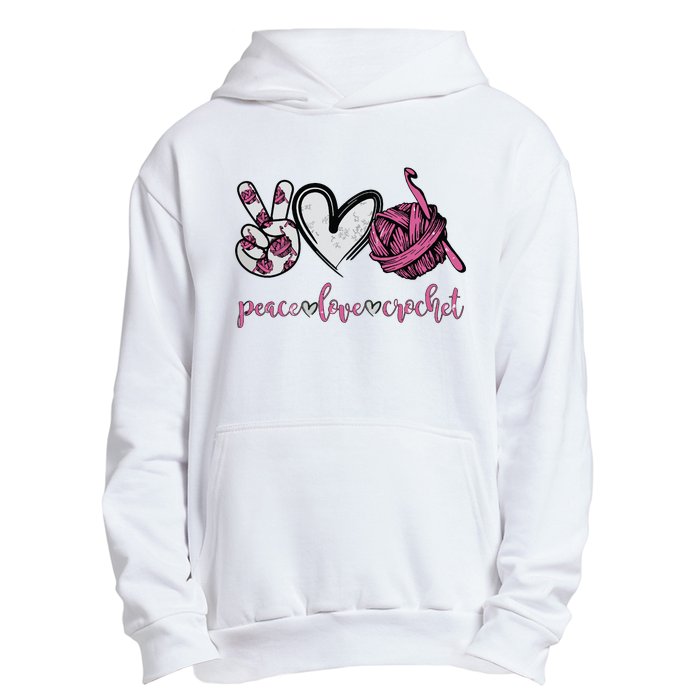 Peace Love Crochet Funny Crocheting Lover Present Urban Pullover Hoodie