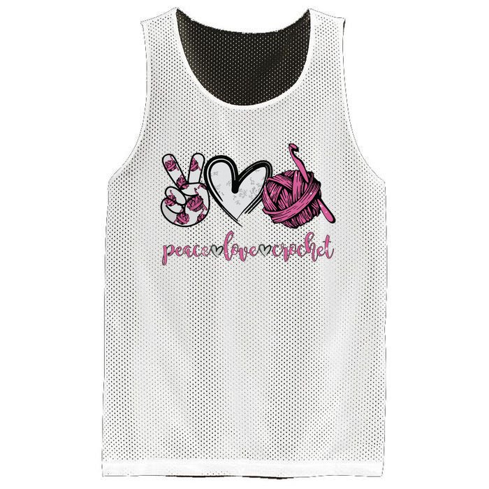 Peace Love Crochet Funny Crocheting Lover Present Mesh Reversible Basketball Jersey Tank