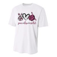 Peace Love Crochet Funny Crocheting Lover Present Performance Sprint T-Shirt