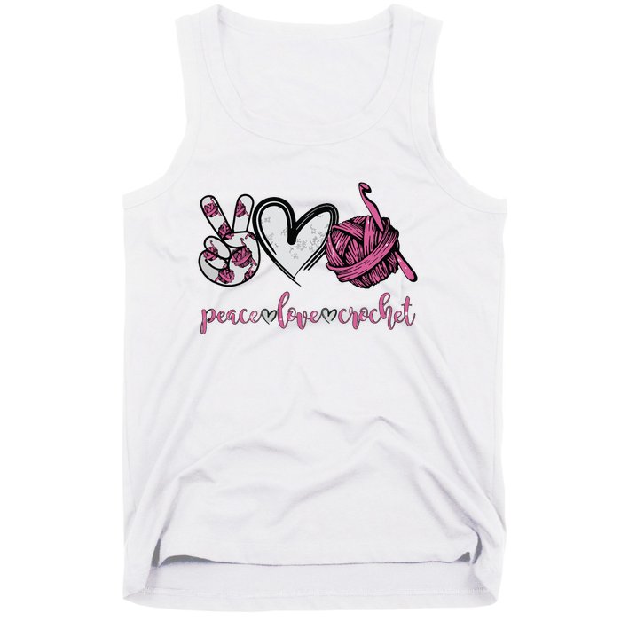 Peace Love Crochet Funny Crocheting Lover Present Tank Top