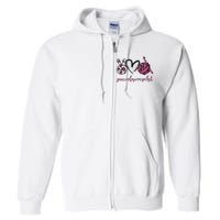 Peace Love Crochet Funny Crocheting Lover Present Full Zip Hoodie