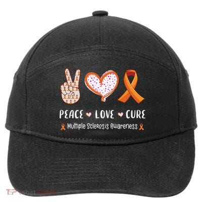 Peace Love Cure Multiple Sclerosis Awareness Gift 7-Panel Snapback Hat