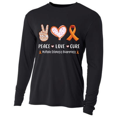 Peace Love Cure Multiple Sclerosis Awareness Gift Cooling Performance Long Sleeve Crew