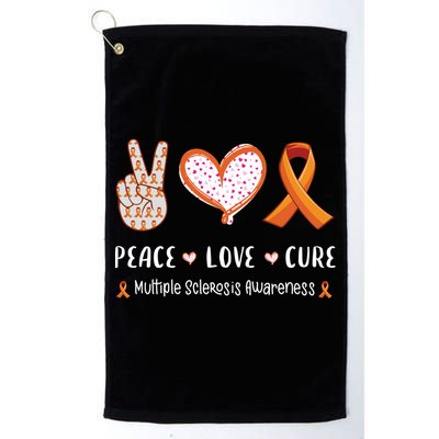 Peace Love Cure Multiple Sclerosis Awareness Gift Golf Towel