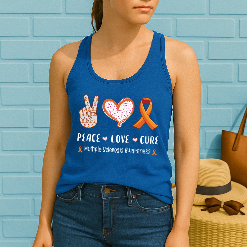 Peace Love Cure Multiple Sclerosis Awareness Gift Womens Tank Top