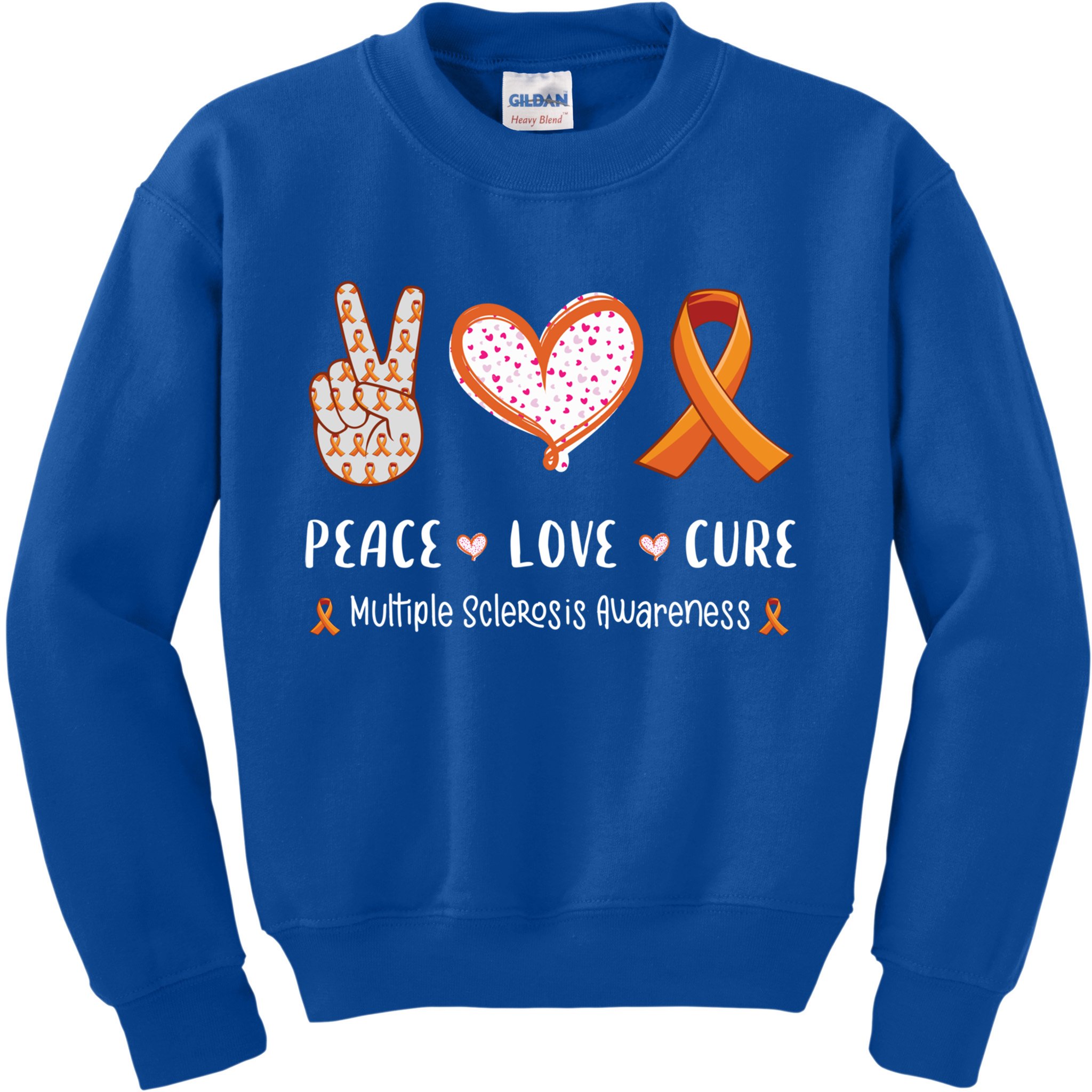 Peace Love Cure Multiple Sclerosis Awareness Gift Kids Sweatshirt