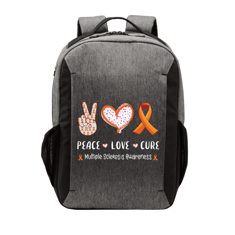 Peace Love Cure Multiple Sclerosis Awareness Gift Vector Backpack