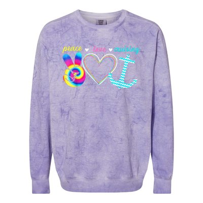 Peace Love Cruising Ship Hippie Floating Ocean Beach Lover Colorblast Crewneck Sweatshirt