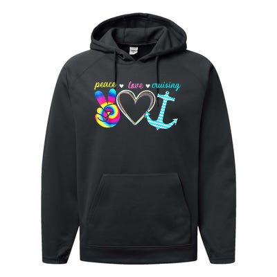 Peace Love Cruising Ship Hippie Floating Ocean Beach Lover Performance Fleece Hoodie