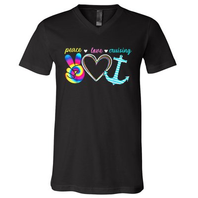 Peace Love Cruising Ship Hippie Floating Ocean Beach Lover V-Neck T-Shirt