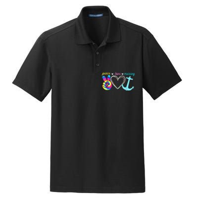 Peace Love Cruising Ship Hippie Floating Ocean Beach Lover Dry Zone Grid Polo