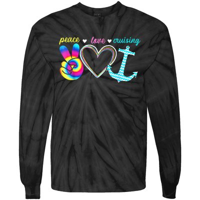 Peace Love Cruising Ship Hippie Floating Ocean Beach Lover Tie-Dye Long Sleeve Shirt