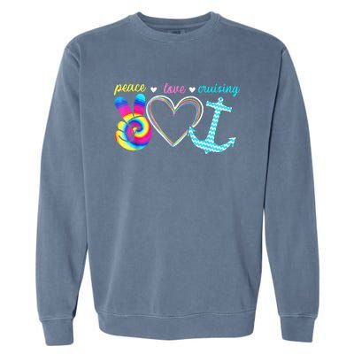 Peace Love Cruising Ship Hippie Floating Ocean Beach Lover Garment-Dyed Sweatshirt