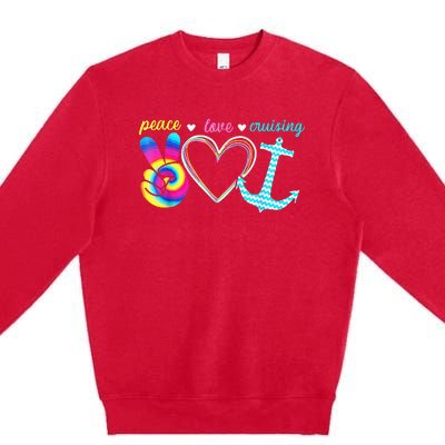 Peace Love Cruising Ship Hippie Floating Ocean Beach Lover Premium Crewneck Sweatshirt