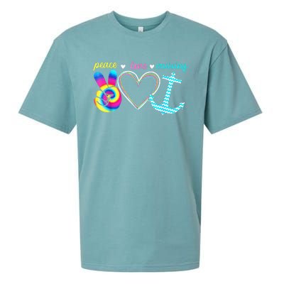 Peace Love Cruising Ship Hippie Floating Ocean Beach Lover Sueded Cloud Jersey T-Shirt