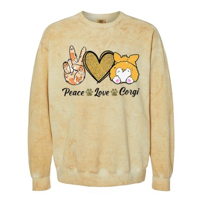 Peace Love Corgi Funny Dog Mom Mother's Day Gift Corgi Lover Colorblast Crewneck Sweatshirt