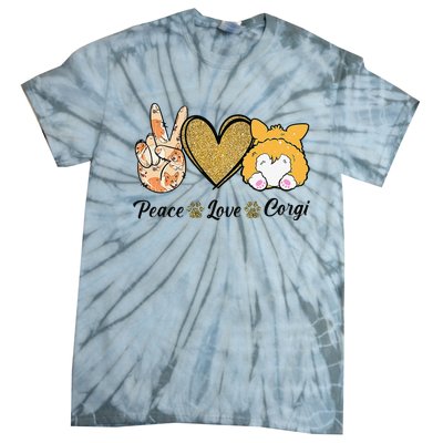 Peace Love Corgi Funny Dog Mom Mother's Day Gift Corgi Lover Tie-Dye T-Shirt