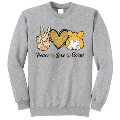 Peace Love Corgi Funny Dog Mom Mother's Day Gift Corgi Lover Tall Sweatshirt