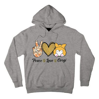 Peace Love Corgi Funny Dog Mom Mother's Day Gift Corgi Lover Tall Hoodie