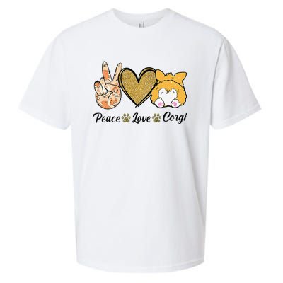 Peace Love Corgi Funny Dog Mom Mother's Day Gift Corgi Lover Sueded Cloud Jersey T-Shirt