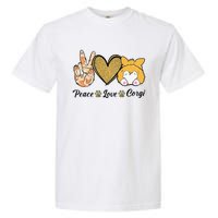 Peace Love Corgi Funny Dog Mom Mother's Day Gift Corgi Lover Garment-Dyed Heavyweight T-Shirt