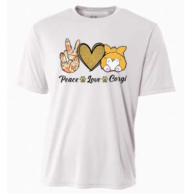 Peace Love Corgi Funny Dog Mom Mother's Day Gift Corgi Lover Cooling Performance Crew T-Shirt