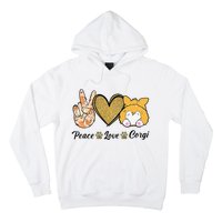 Peace Love Corgi Funny Dog Mom Mother's Day Gift Corgi Lover Hoodie