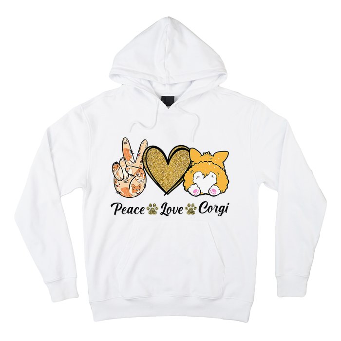 Peace Love Corgi Funny Dog Mom Mother's Day Gift Corgi Lover Hoodie