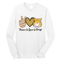 Peace Love Corgi Funny Dog Mom Mother's Day Gift Corgi Lover Long Sleeve Shirt