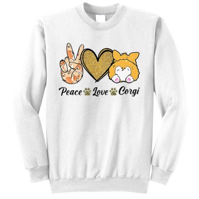 Peace Love Corgi Funny Dog Mom Mother's Day Gift Corgi Lover Sweatshirt