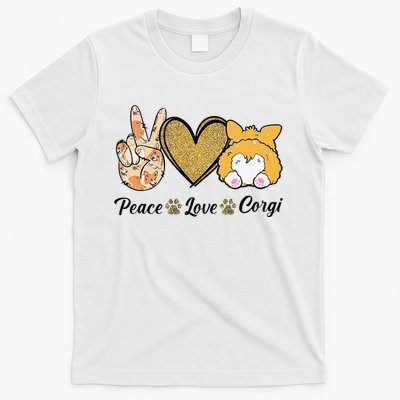 Peace Love Corgi Funny Dog Mom Mother's Day Gift Corgi Lover T-Shirt