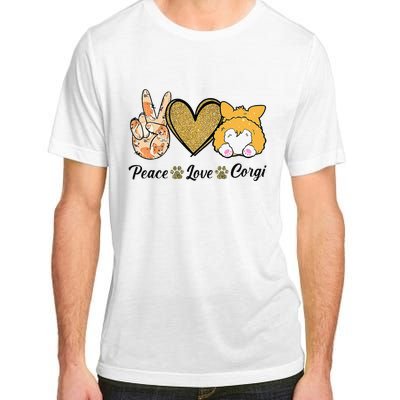 Peace Love Corgi Funny Dog Mom Mother's Day Gift Corgi Lover Adult ChromaSoft Performance T-Shirt