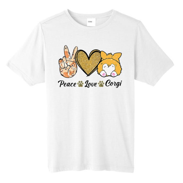 Peace Love Corgi Funny Dog Mom Mother's Day Gift Corgi Lover Tall Fusion ChromaSoft Performance T-Shirt