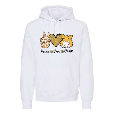 Peace Love Corgi Funny Dog Mom Mother's Day Gift Corgi Lover Premium Hoodie