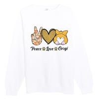 Peace Love Corgi Funny Dog Mom Mother's Day Gift Corgi Lover Premium Crewneck Sweatshirt